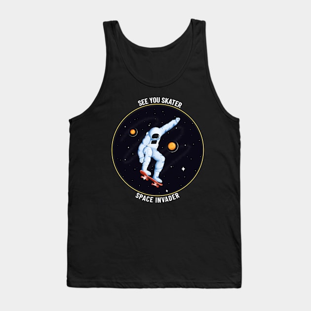 skater astronaut in space Tank Top by Creativity Apparel